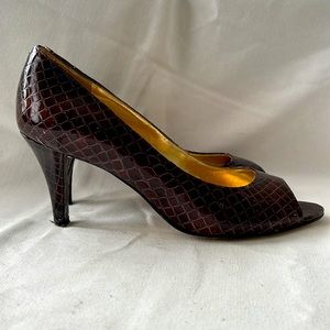 Leather Open Toe Heels